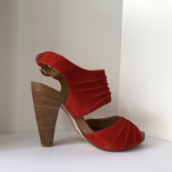 Seychelles high heeled shoes - orange suede open toe with ankle cuff siz… - Picture 5 of 6